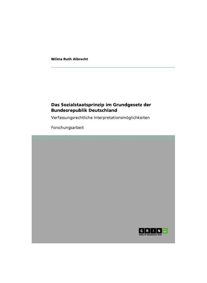 The Das Sozialstaatsprinzip Im Grundgesetz Der Bundesrepublik Deutschland:Verfassungsrechtliche Interpretationsmöglichkeiten Book