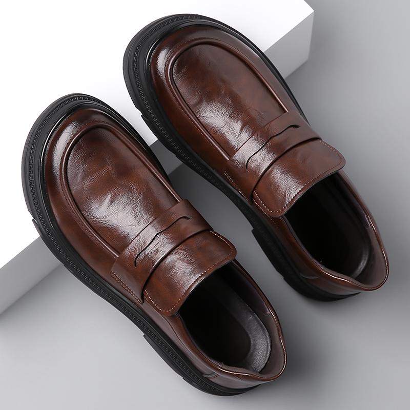 Мужские трендовые кожаные лоферы, мужская формальная обувь для вечеринок и деловых переговоров, социальная офисная обувь, удобная обувь с круглым носком