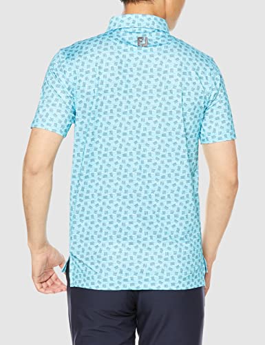 FootJoy Modern Classic Sketch Print Short Sleeve Shirt, Maui Blue, Men's Medium, 80433-M