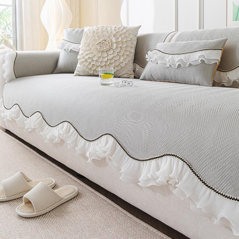 French Skirt Cool Mat Cushion New Special-Shaped Non-Slip Sofa Cover Towel Summer Ice Silk Sofa Cushion