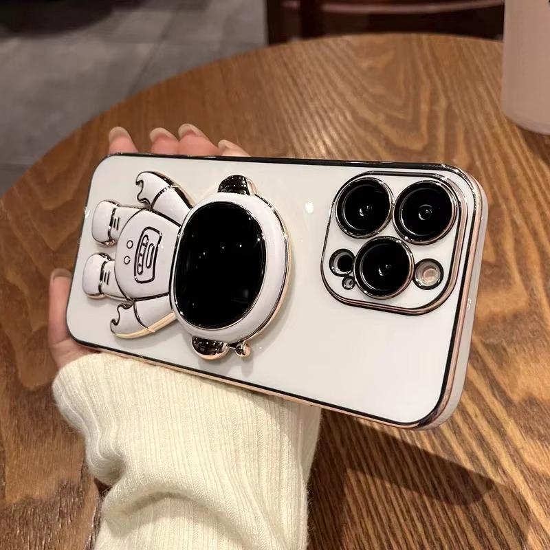 Для Infinix Smart 8 Pro Note 30 40 Tecno Camon 20C Spark Go Moto G10 G20 G30 Vivo Y18 Y22 3D Astronaut Kickstand Soft Full Lens Protective Phone Case