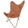 Кожаное кресло-бабочка - сотканное вручную кресло-бабочка из коричневой кожи ручной работы с золотистым порошковым покрытием, складной железный каркас.