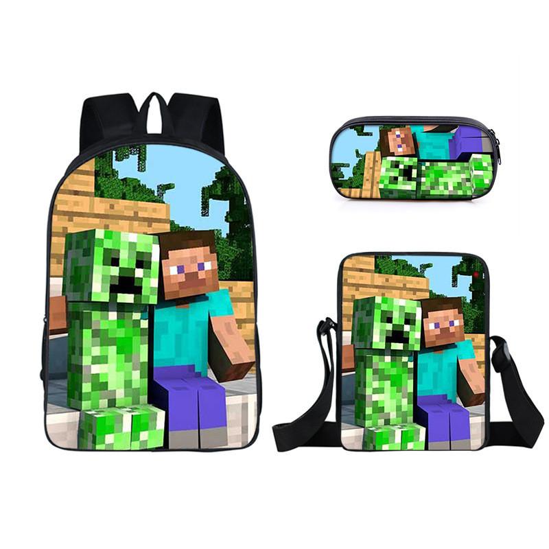 Minecraft Cartoon Game Character Printed Children Large Backpack Capacity
