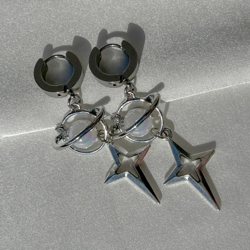 Серьги-подвески Нептун Без никеля Гипоаллергенные Y2K Готика Панк Дерзкий Гранж Украшения Серебристый тон