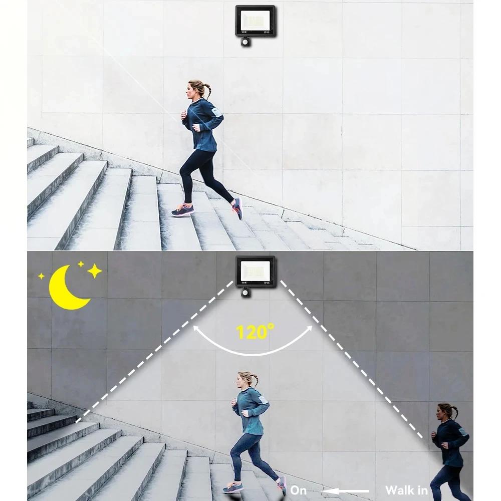 Светодиодный прожектор PIR датчик движения белый/теплый белый IP66 AC220V наружный прожектор SMD2835 наружное освещение напольный светильник