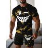 Повседневный спортивный костюм дышащий уличный повседневный мужской футболка шорты костюм лето 3D печать костюм мужской взрослый