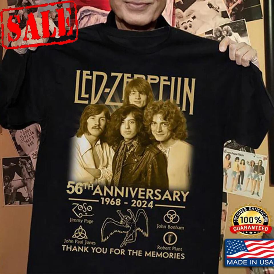Led Zeppelin 56-я годовщина 1968-2024 Спасибо за воспоминания Футболка YH394 Унисекс Футболка