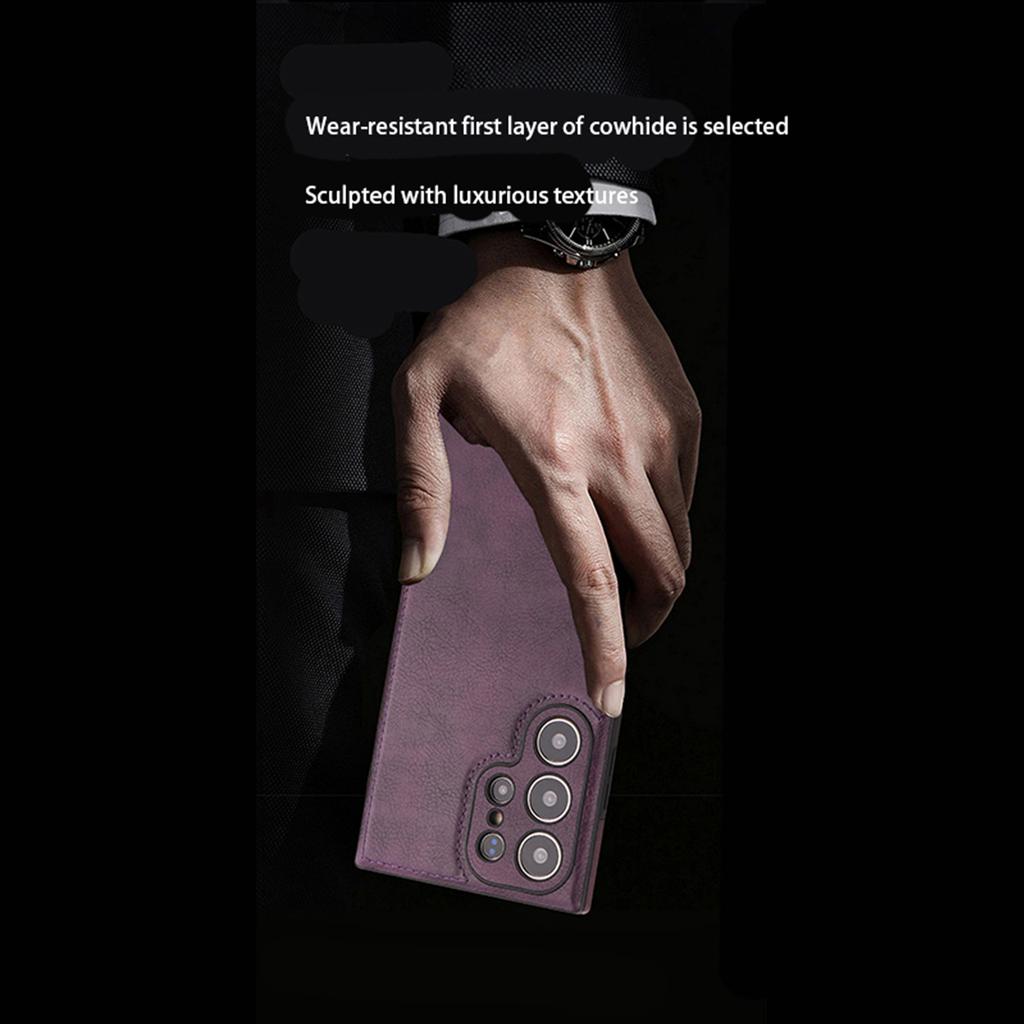 PU Leather Phone Case for Samsung Galaxy S26 Ultra S25 Plus S24, Shockproof Camera Lens Protection Back Cover