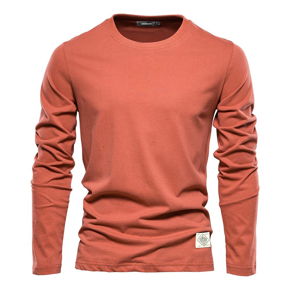 Men'S Long-Sleeved New Solid Color T-Shirt Trendy Casual Sports Wear Round Neck Cotton Bottoming Shirt Top Wholesale