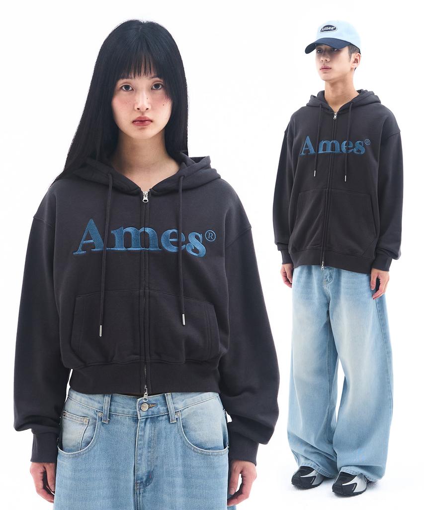 Ames-Worldwide Базовая толстовка с капюшоном на молнии Глубокий уголь