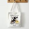 Frenchie French Bulldog Print Reusable Shopping Tote Canvas Women Shoulder Bag Students Teacher Book Travel Storage Bags Shopper
