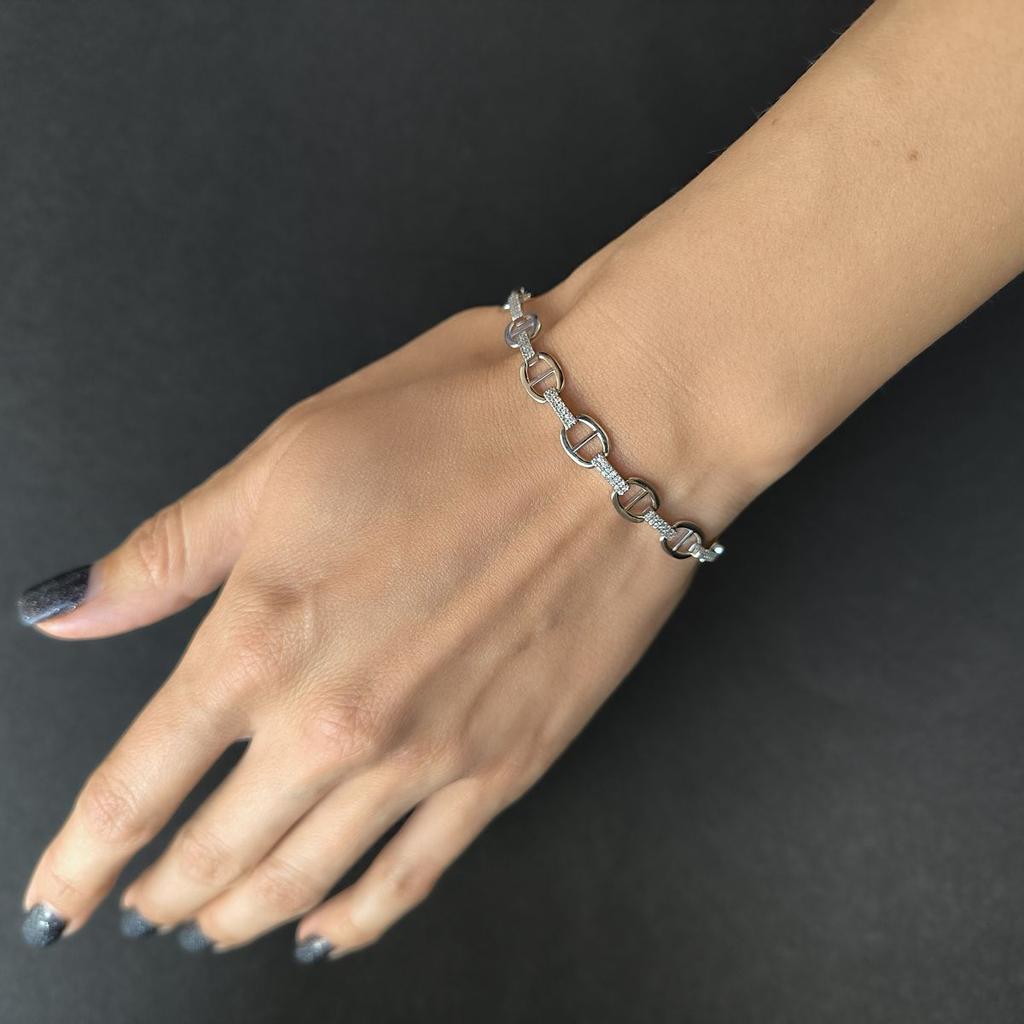 Серебряный браслет с фианитами, вес изделия 7,93 гр (2182801)