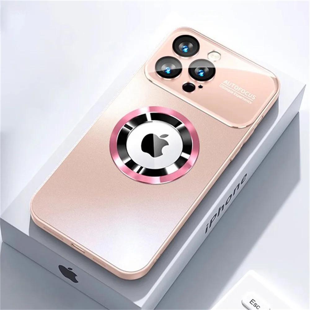 Роскошный матовый магнитный чехол для телефона для iPhone 16 15 11 12 13 14 Pro Max, защита всей камеры, силиконовая рамка, матовая задняя крышка