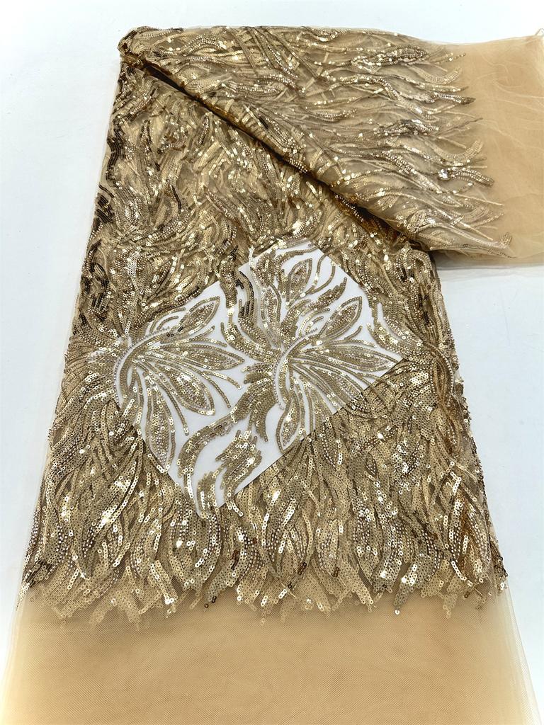 5 ярдов Роскошное африканское кружево с пайетками для жениха 2025 Высококачественные французские нигерийские сетчатые кружевные ткани для шитья платья свадьбы