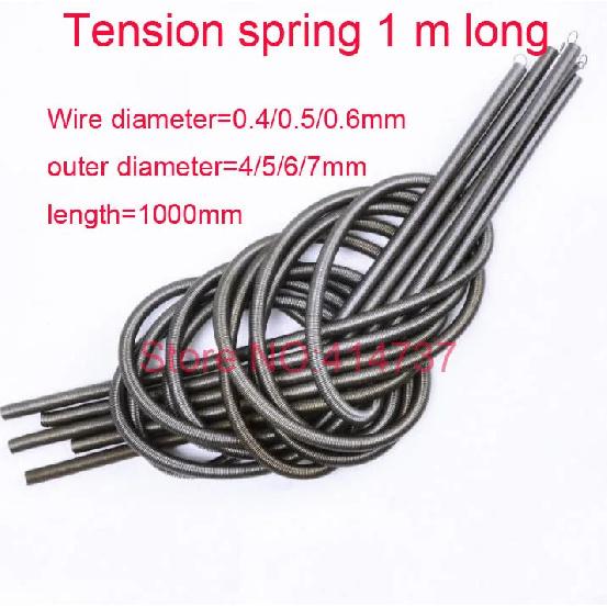 2pcs/pack 0.4/0.5/0.6mm wire Spring tension spring 1 m long Spring steel extension spring tension springs Length 1000mm