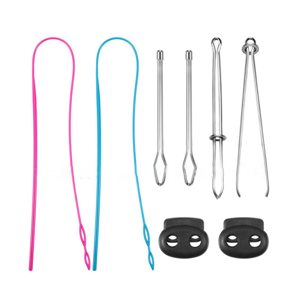 Drawstring Threader Set Flexible/Flat Drawstring Threader Stainless Steel Sewing Loop Turner Hook Tweezers Cord Locks