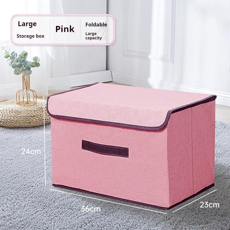 Non Woven Fabric Storage Box Household Fold-able Storage Basket Portable With Lid And Handle For Toys Underwear Cosmetics