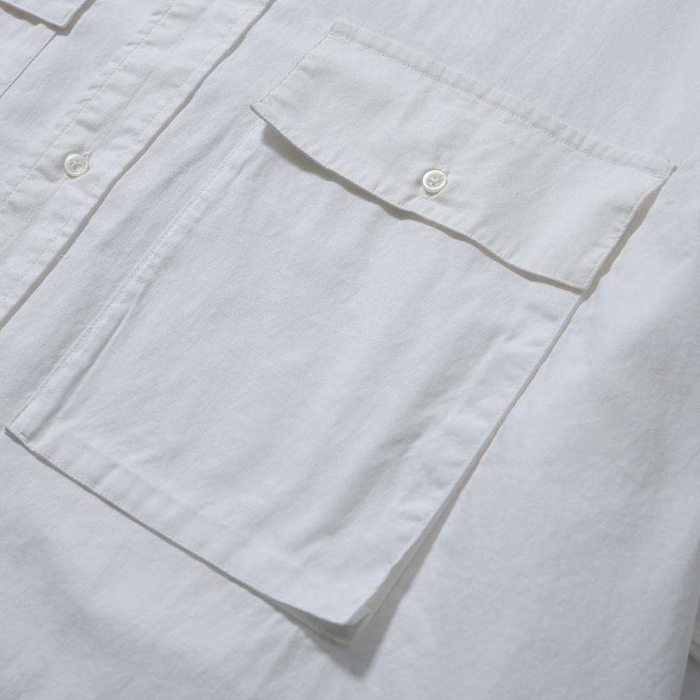 MOIF [Весна/Лето 24] Широкая полурубашка в стиле utility / Цвет Off White, Оксфорд