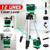 New 3D 12 Green Lines Laser Level+Tripod+Bag 505nm 360 Degree Rotation Auto Leveling Horizontal Vertical Laser Beam for Wall