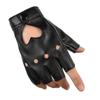 Women Men Dance Mittens Heart Mittens Five Finger Gloves PU Leather Gloves Ladys Driving Dress