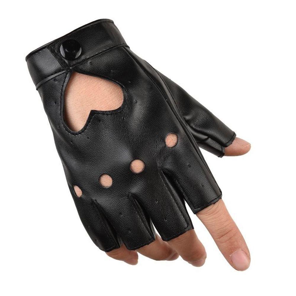 Women Men Dance Mittens Heart Mittens Five Finger Gloves PU Leather Gloves Ladys Driving Dress