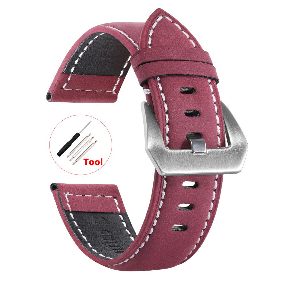 Ремешок для часов 18 мм, 20 мм, 22 мм, 24 мм, винтажный ремешок из натуральной кожи из натуральной кожи для часов Huawei Watch Gt2/3, ретро-ремешок для мужчин и женщин, сменные браслеты