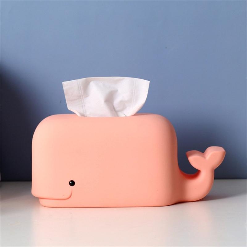 Whale Shaped Tissue Box Cover Silicone Napkin Holder Large Capacity Paper Towel Container for Home Office Apartment