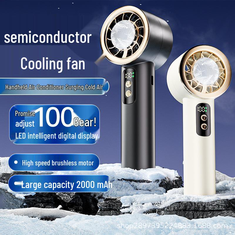 Mini Handheld Portable Fan with Digital Display and Ice Pack