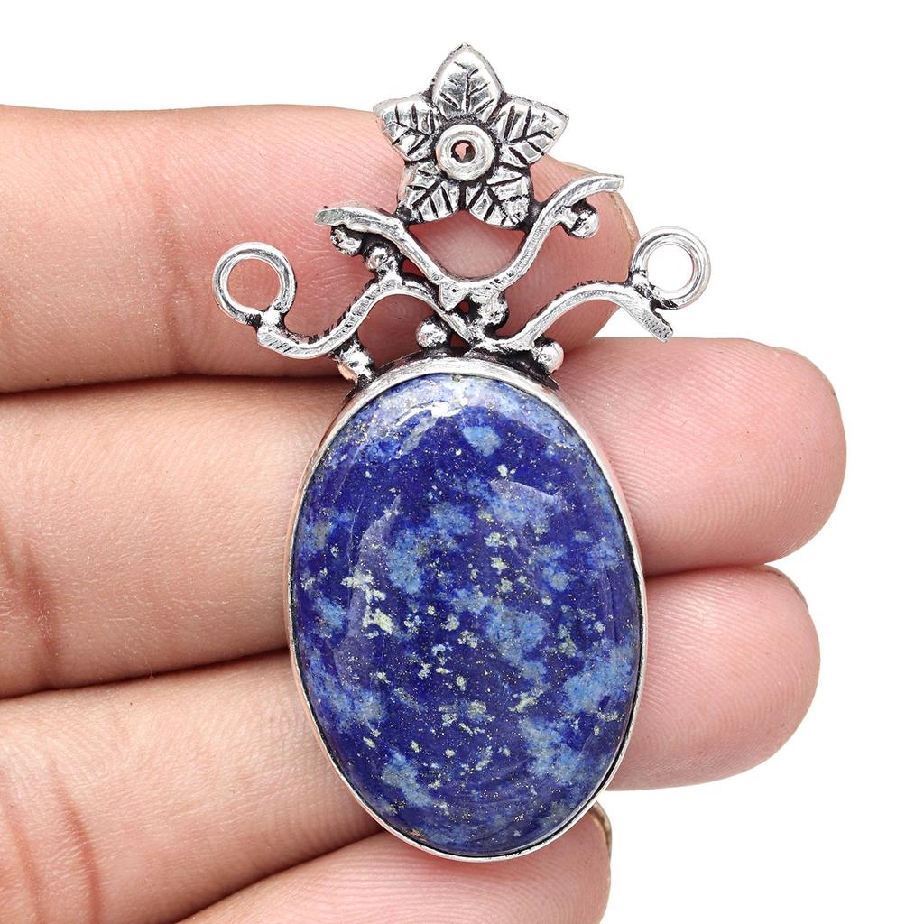 Pendant Lapis Lazuli Silver Jewelry 2.5" Gemstone Handmade Sterling Silver