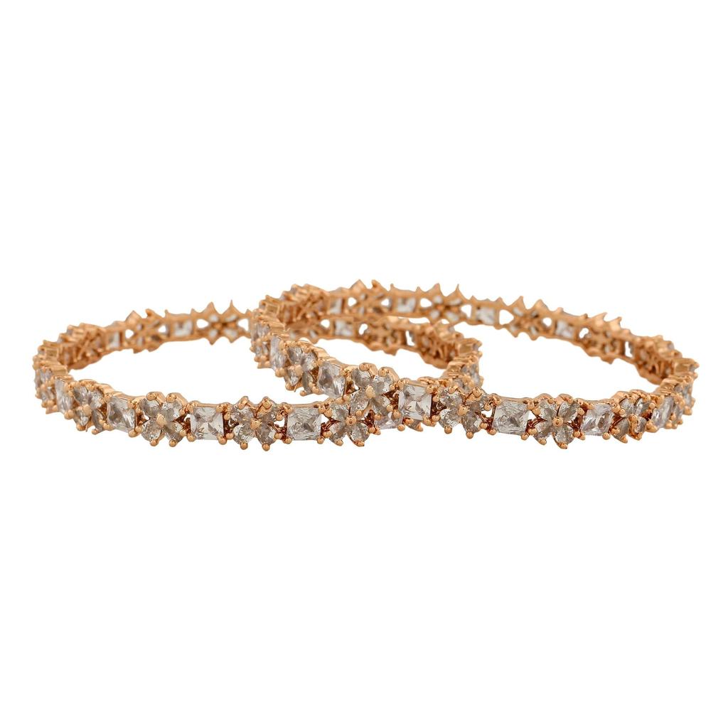 Очаровательные женские браслеты Estele с покрытием из розового золота, CZ и белыми кристаллами