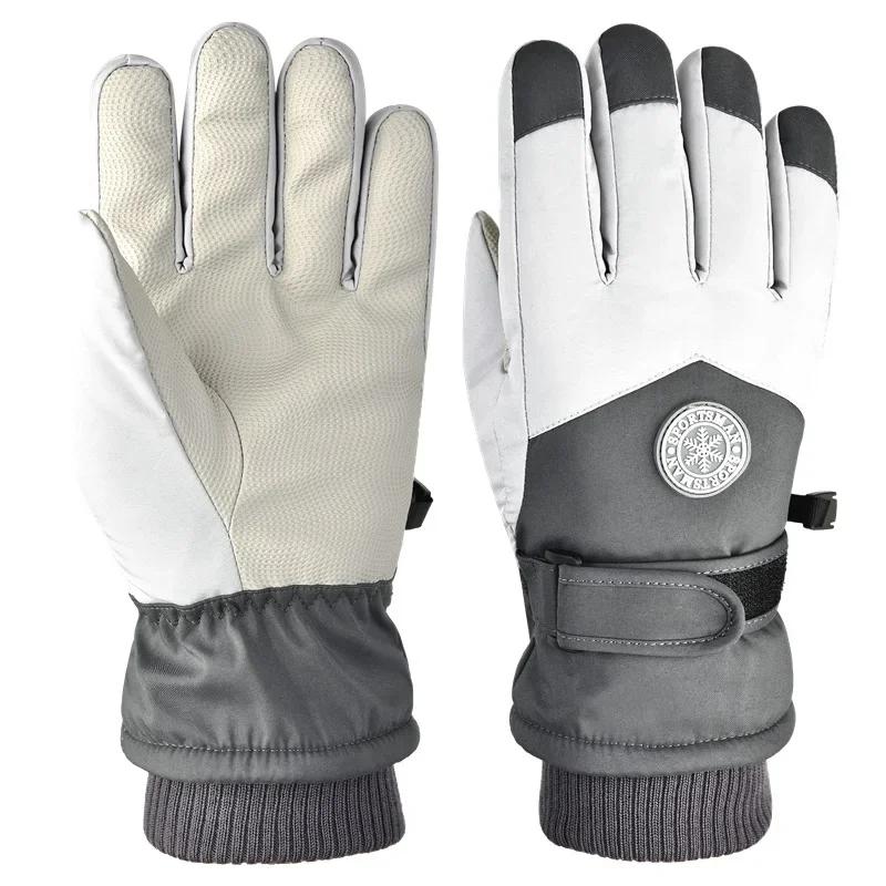 Зимние теплые хлопковые перчатки с толстым вельветом для катания на лыжах, защиты от холода, для велоспорта на открытом воздухе, ветрозащитные, морозостойкие перчатки для пар