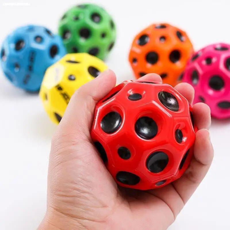 Useful Hole Ball Soft Bouncy Ball Anti-fall Moon Shape Porous Bouncy Ball Kids Indoor Toy Ergonomic Design ChildrenOutdoor Games