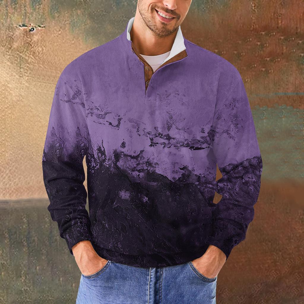 Мужская повседневная толстовка в стиле ретро с градиентным принтом