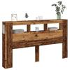 LED Headboard with Rustic Wood Look 180 x 18.5 x 103.5 cm Engineered Wood