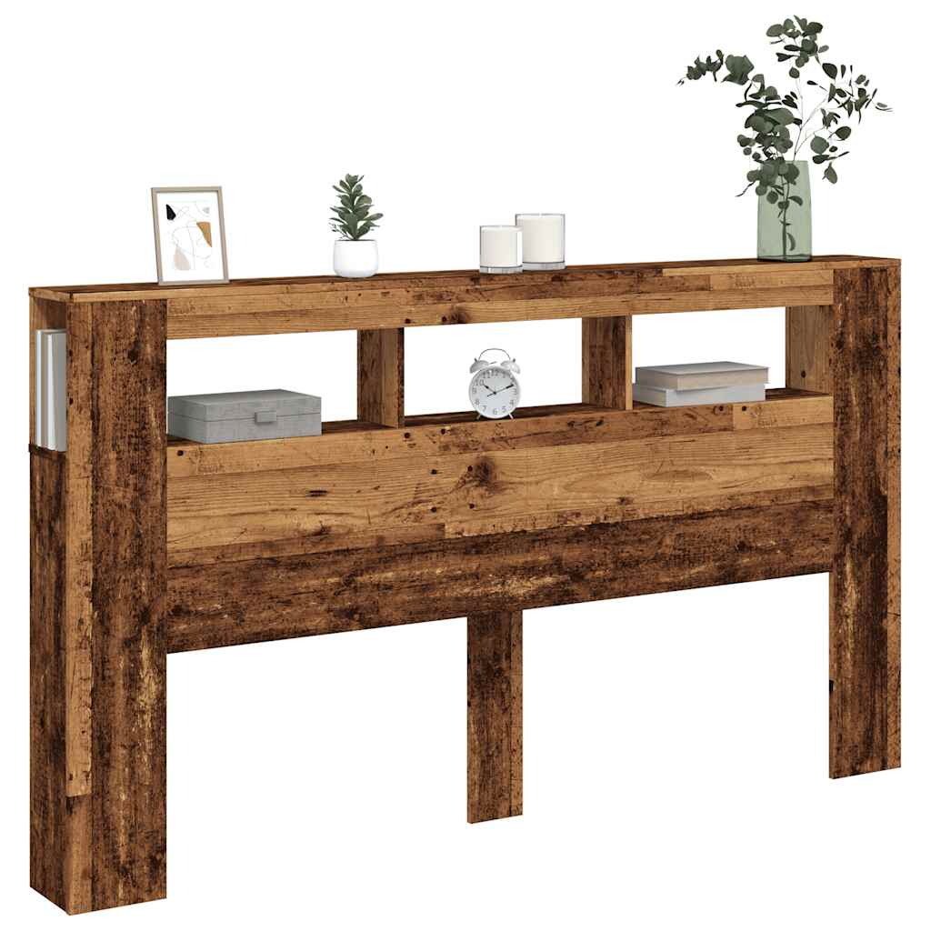 LED Headboard with Rustic Wood Look 180 x 18.5 x 103.5 cm Engineered Wood