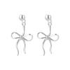925 silver needle rear hanging bow stud earrings female sweet and versatile high-end earrings niche design earrings