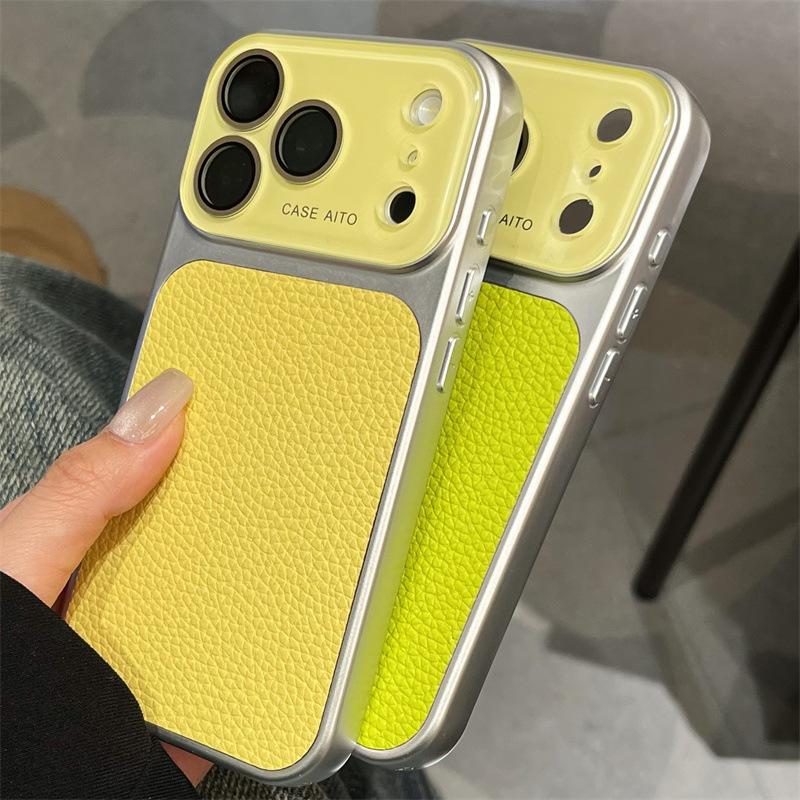 Lychee Pattern iPhone 17 Pro Max Case, Compatible with Apple 14 to 17, Large Window Design for Cross-Border Appeal.