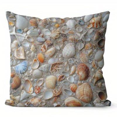 Seashell Patterns Beachy Decorative Pillow Covers Pattern Cushion Cover Suitable For Sofa Bedroom Car Pillow Cover