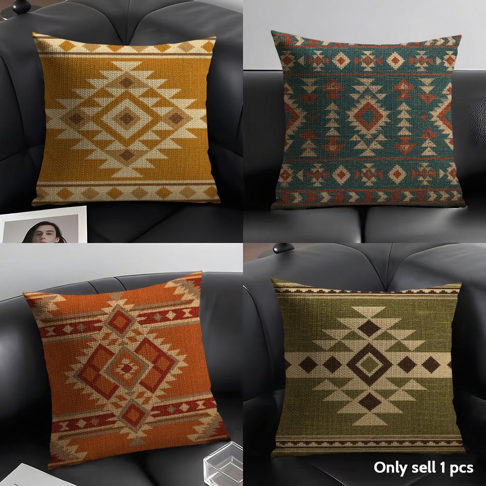 Богемный Цветной Узор Наволочка Прочная Гипоаллергенная Органический Лен Наволочка для Короткой Подушки Стирка