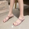Мода с каблуком Slides лето 2024 женские тапочки и сандалии домашняя домашняя обувь розовый дом по акции Chic Point горячий тренд