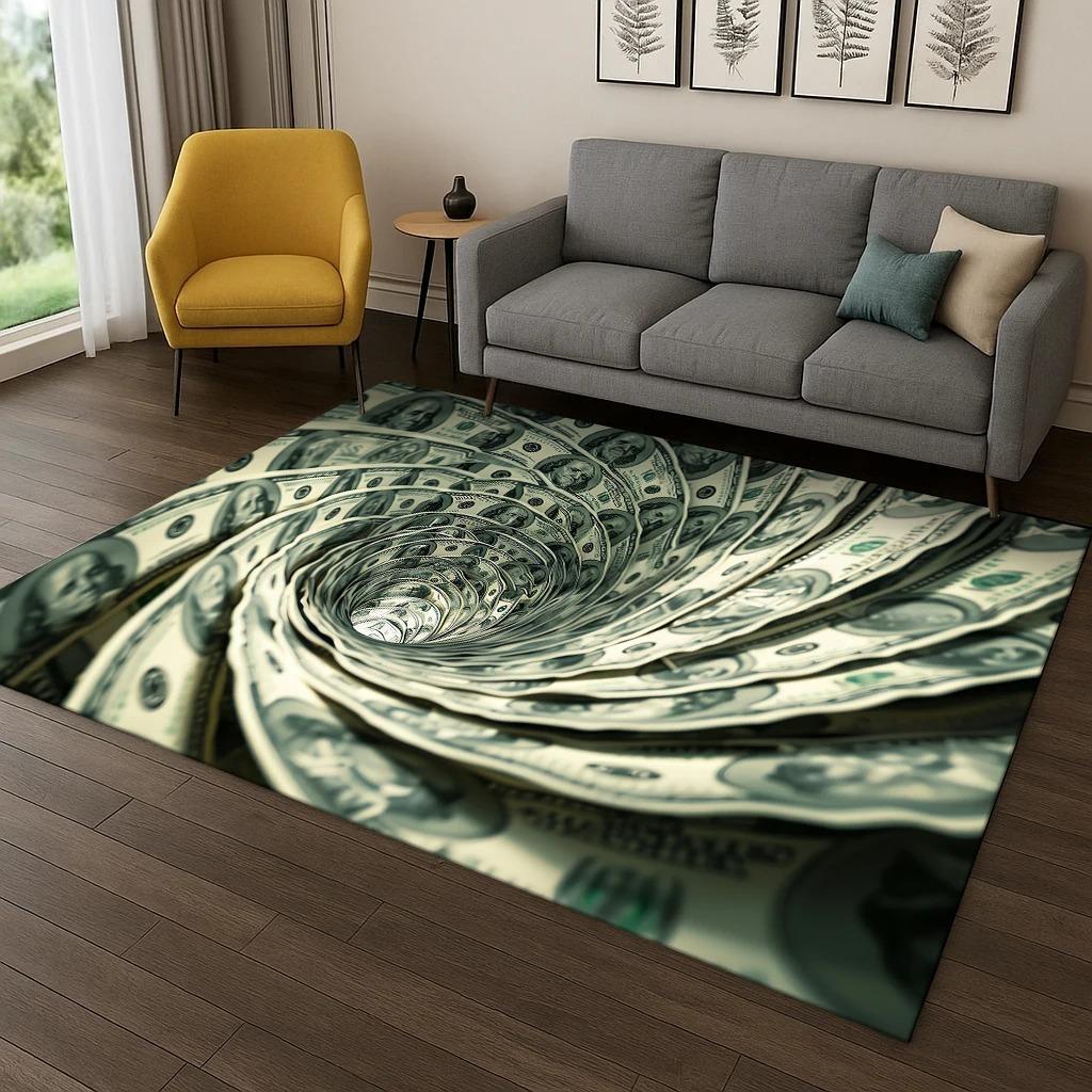 3D ковер-иллюзия с долларами, евро, фунтами для гостиной, дивана, дома, спальни, прихожей, коврики для гостиной