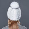 SOMALER Real Mink Fur Hat Female High Quality Thick Warm Winter Hats For Women Fashion Luxury Fur Pompom Beanies