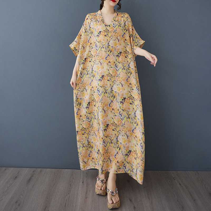 Женское винтажное длинное платье с узорами из хлопка и льна