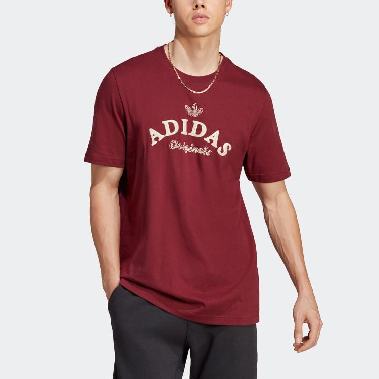 Adidas Originals Graphics Archive Tee With Letter Logo Print Men Tops Burgundy IC5763