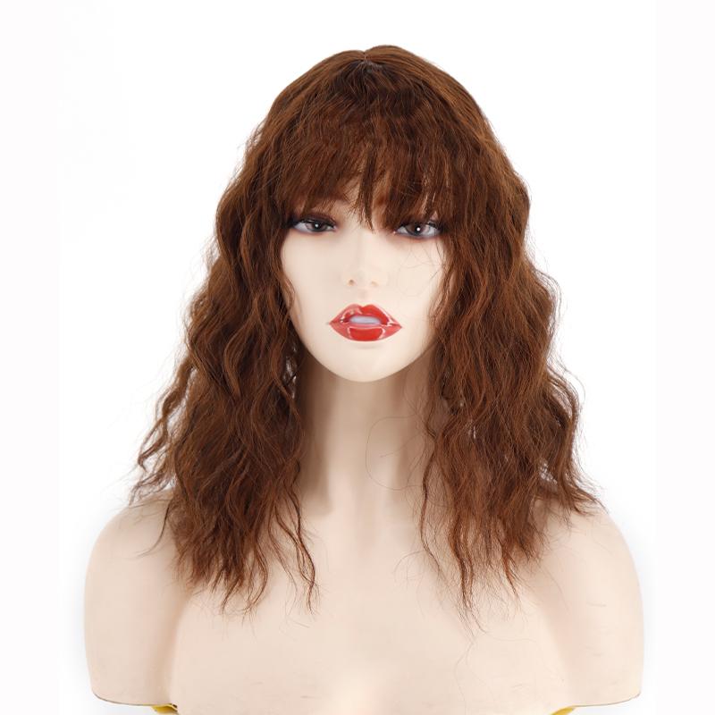 MERISIHAIR Женские короткие наращивание волос кукурузной волны с челкой, вьющийся парик из высокотемпературного волокна, подходит для косплея, вечеринки, повседневного использования