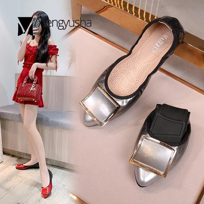 Модные балетки с металлической пряжкой и градиентом, с закругленными углами, с острым носком, без застежек, индивидуальные неглубокие мокасины, балетки на плоской подошве