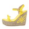 Fashion Wedge Shoes Sandals For Women Summer Fashion High Heels Gladiator Sandal Yellow White Knitted Party Shoes Female Large Size 45