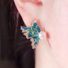 CMM французский ретро бабочка искусственный жемчуг серьги симметричный стиль цирконий женские маленькие ювелирные изделия