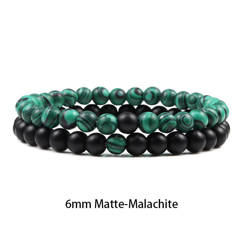 Set Bracelet Couples Distance Black White Natural Lava Stone Tiger Eye Beaded Yoga Bracelets for Men Women Elastic Rope Jewelry