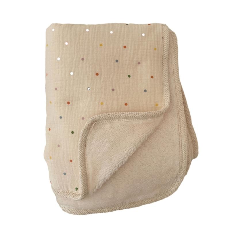 Двусторонний принт Хлопковое одеяло с крючком и фестончатым краем Универсальное двухслойное одеяло Теплое для младенцев и взрослых